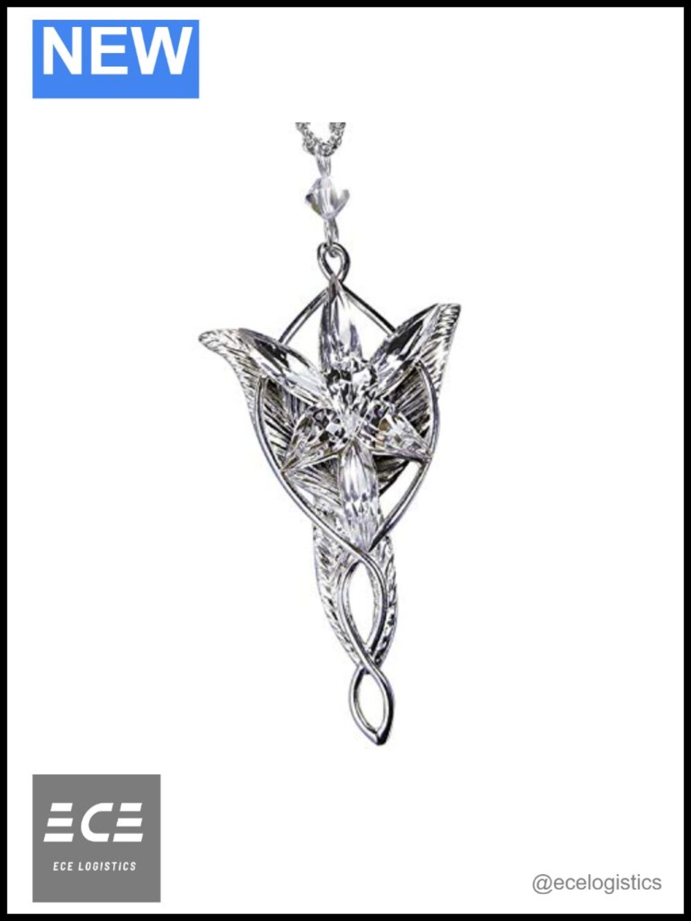 Sterling Silver Arwen Evenstar Pendant 18" Chain Lord of the Rings